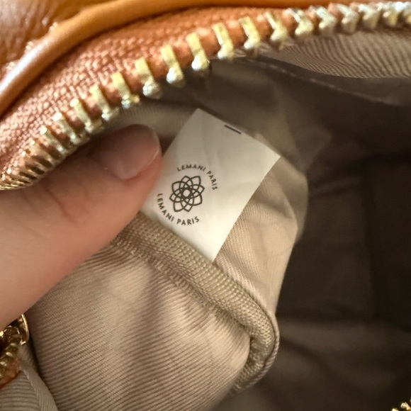 Lemani Paris Puffy Handbag Puffer Purse Designer Vegan Leather Orange Brown - Picture 9 of 9